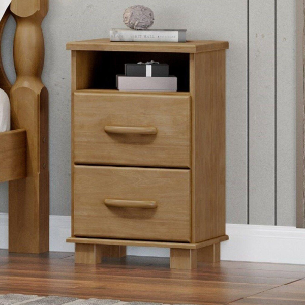 MESA DE CABECEIRA FINESTRA 2 GAVETAS + NICHO LINHA OURO COR FREIJO REF.: 2229F