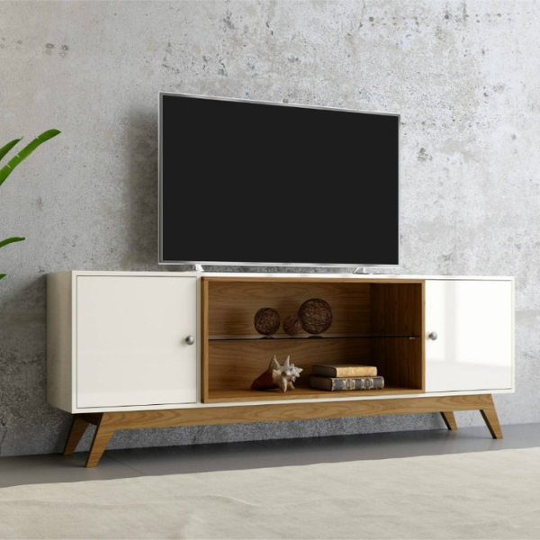 White Shelf / 丸窓 RACK DALLA COSTA R418 1,80 MTS COM 2 PORTAS COR: OFF / FREIJO REF.: R4