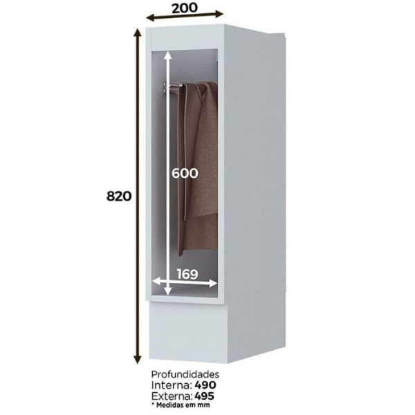 BALCÃO HENN PORTA TOALHA 200 MM AMERICANA BRANCO HP (SEM TAMPO) REF.: C362-05