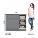 COMODA HENN AMERICANA 1 PORTA + 4 GAVETAS CINZA