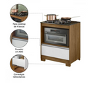 BALCÃO COOKTOP NOTAVEL NT 3110 REF.: 271 COR: FREIJO/BRANCO TAMPO GRANITO RECORTADO PARA 4 BOCAS