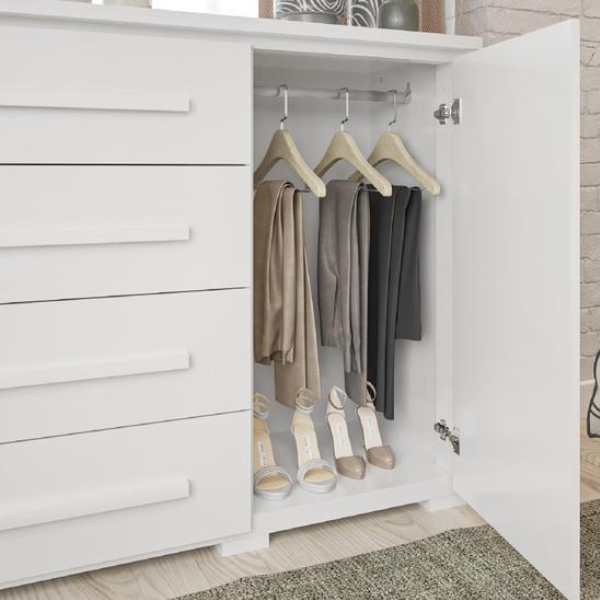 COMODA RIMO ANGRA 4 GAVETAS COM SAPATEIRA COR BRANCO / BRANCO REF.: 47787