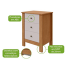 MESA DE CABECEIRA LOPAS MAGGIORE COM 3 GAVETAS NEW AMENDOA CLEAN/OFF WHITE