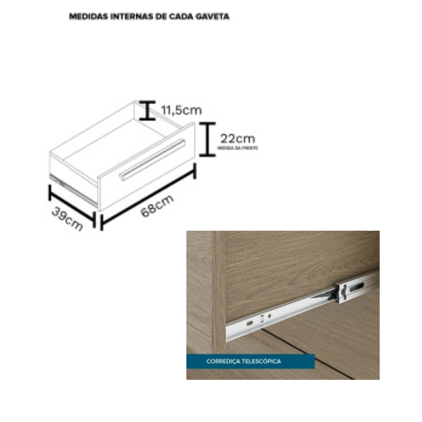 COMODA RIMO ANGRA 4 GAVETAS COR CARVALHO/CARVALHO REF.: 47706