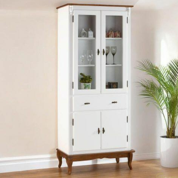 CRISTALEIRA LINZ LATERAL MADEIRA 2+2 PORTAS +1 GAVETA VIDRO COR: 011B COM 024B REF: 60308