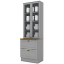 CRISTALEIRA HENN 2 PORTAS + 2 GAVETAS AMERICANA CINZA HP REF.: C357-169