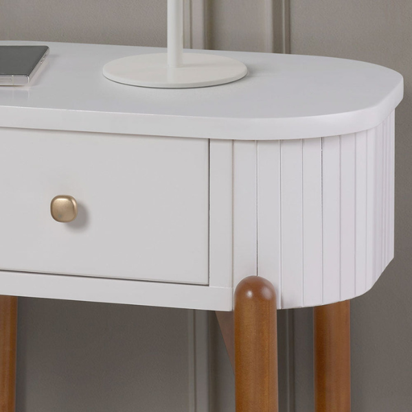 MESA DE CABECEIRA 3D MOVEIS AURORA 1 GAVETA BRANCO PÉS CASTANHO REF.: 5307
