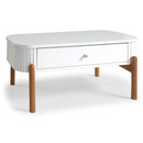 MESA DE CENTRO 3D MOVEIS AURORA BRANCO PÉS CASTANHO REF.: 1172