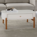 MESA DE CENTRO 3D MOVEIS AURORA BRANCO PÉS CASTANHO REF.: 1172