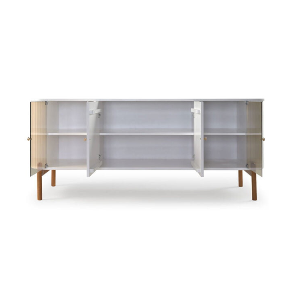 BALCÃO 3D MOVEIS AURORA 4 PORTAS BRANCO PÉS CASTANHO REF.: 4347
