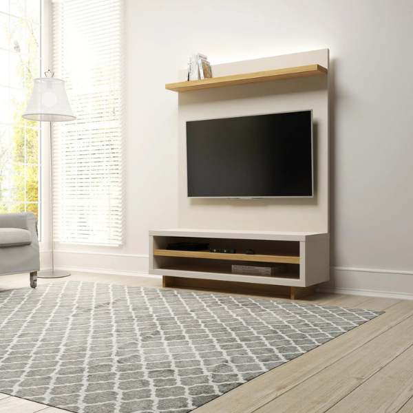 MODULO PROVINCIA RACK COM PAINEL IVAR COM 2 MOCULOS LATERAIS CINAMOMO/OFF WHITE FOSCO REF.: PA28751