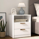 MESA DE CABECEIRA MAMBEL DIVINO 2 GAVETAS BRANCO REF.: 1156.0