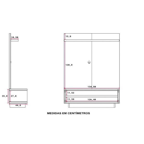 MODULO PROVINCIA RACK COM PAINEL IVAR COM 2 MOCULOS LATERAIS CINAMOMO/OFF WHITE FOSCO REF.: PA28751