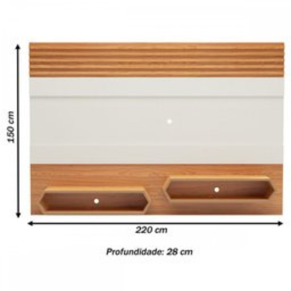 PAINEL DALLA COSTA SUSPENSO PA22 WJ 2,20 MTS COM 2 NICHOS COR: OFF WHITE/FREIJO