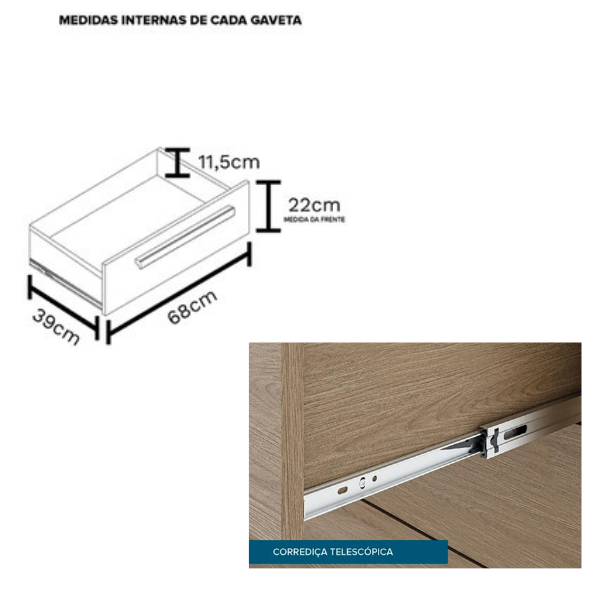 MESA DE CABECEIRA RIMO ANGRA 2 GAVETAS COR JEQUITIBA/JEQUITIBA REF 47810