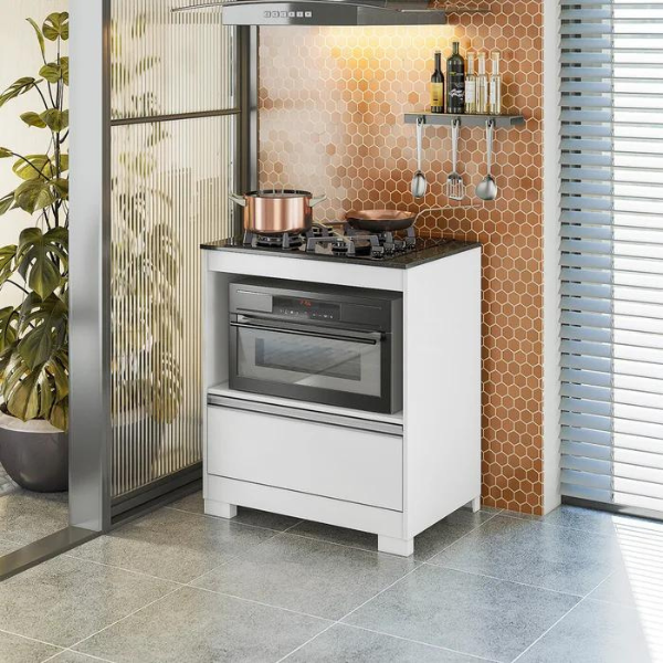 BALCÃO COOKTOP NOTAVEL NT 3110 REF.: 134 COR: BRANCO NEW / GRAN BRANCO TAMPO RECORTADO PARA 4 BOCAS