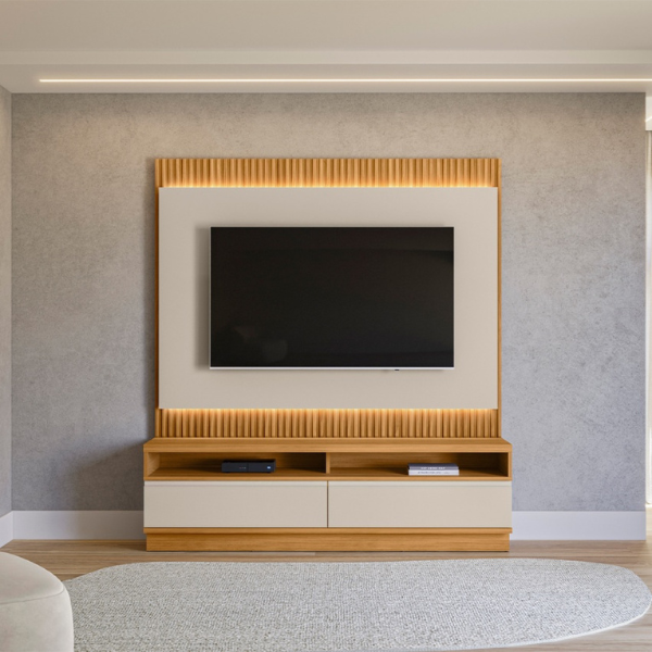 MODULO CENTRAL LINEA BRASIL SÃO PAULO COR TAUARI/ OFF WHITE FOSCO 1,80 MTS