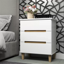 MESA DE CABECEIRA MAMBEL LOGAN 3 GAVETAS BRANCO / OLMO ITALIANO