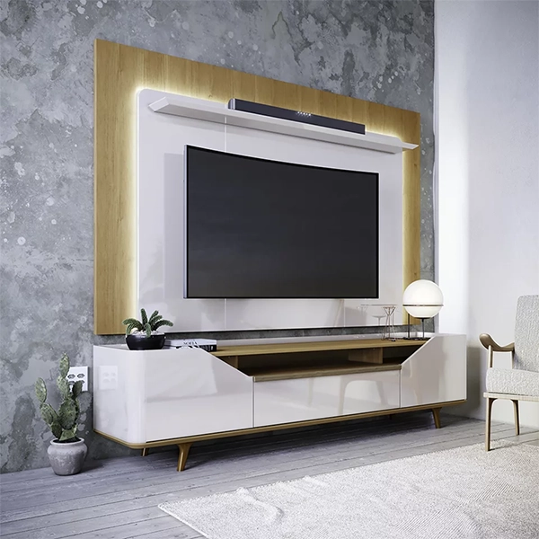 PAINEL IMCAL ARC 1,80M COM KIT LED COR OFF WHITE / NATURE