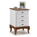 MESA DE CABECEIRA LINZ 4 GAVETAS LACA BRANCA COM TAMPO E PÉS IMBUIA GLAZER REF.: 60404