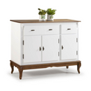 BALCÃO LINZ 3 PORTAS 2 GAVETAS REF.:60631 COR:BASE/TAMPO 024B IMBUIA G. ESTRUT. COR 011B LACA BRANCA