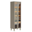 CRISTALEIRA LINEA BRASIL 0,70 MTS ALLURE COM PORTAS VIDRO+LED COR: JEQUITIBA/GRIS FOSCO