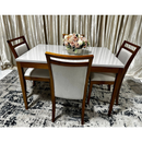 MESA ARTSOLI DUO 1,20X0,80 COM VIDRO CANTO RETO CASTANHO CLARO COM VIDRO OFF WHITE COD.: 1194V