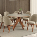 MESA MADETAL MONACO DIAMETRO 1,37 COR MEL VIDRO CAPUCCINO