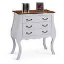 COMODA LINZ BOMBE LARGA 3 GAVETAS COR: 011B BRANCA COM 024B IMBUIA GLAZER REF.: 1023