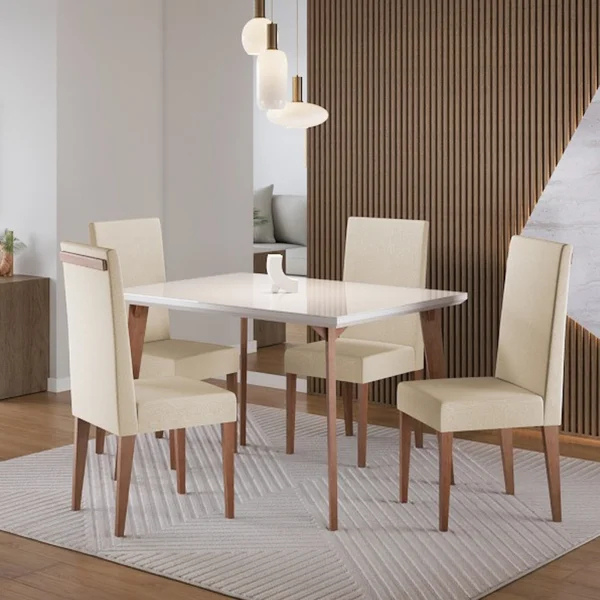 MESA MADETAL DUBAI 1,20X0,90 MEL COM VIDRO