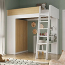 CAMA ALTA MAMBEL MEZZO COM ESCRIVANINHA+2 PORTAS COR: BRANCO/OLMO