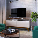 RACK IMCAL CLASSIC MAIS 1,46 MTS 2 GAVETAS COR: OFF WHITE / NATURE COD.: 12333