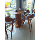 BANQUETA MILER INTERIORES ALTA MODELO LUA COR CASTANHO E CINZA