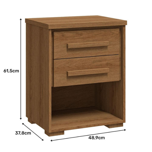 MESA DE CABECEIRA RIMO ANGRA 2 GAVETAS COR JEQUITIBA/JEQUITIBA REF 47810