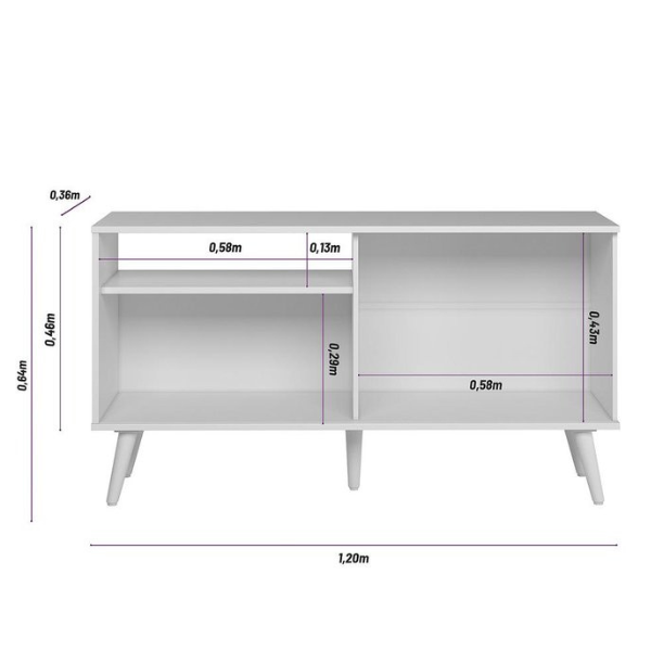 RACK LINEA BRASIL RUBI COR NATURALE / OFF WHITE 1,20 MTS