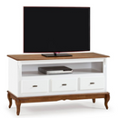 RACK LINZ 3 GAVETAS + NICHO LACA BRANCA TAMPO E PÉS IMBUIA GLAZER REF.: 60501