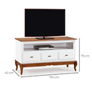 RACK LINZ 3 GAVETAS + NICHO LACA BRANCA TAMPO E PÉS IMBUIA GLAZER REF.: 60501