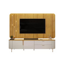 RACK COM PAINEL DE TV DJ CELINE COM LED E PÉS DE FERRO COR: BALI / CEDRO REF.: 33574.255