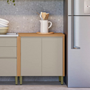 BALCÃO LINEA BRASIL 0,80 MTS COM TAMPO ALLURE COR: JEQUITIBA/GRIS FOSCO