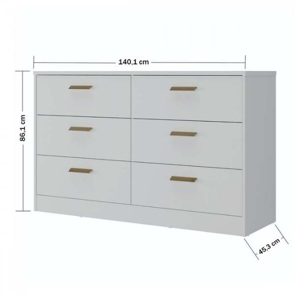 COMODA MAMBEL DIVINO 6 GAVETAS BRANCA REF.: 1155.0