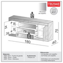 BALCÃO DALLA COSTA TB294E BB 1,80 MTSCOM 2 PORTAS E 3 GAVETAS BRANCO BRILHO / ESPELHO