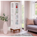 CRISTALEIRA LINZ LATERAL 1 PORTA VIDRO COM 1 GAVETA COR: 011B LACA BRANCA COM 024B IMBUIA REF: 60110