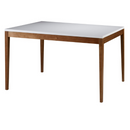 MESA ARTSOLI DUO 1,60X0,90 COM VIDRO CANTO RETO CASTANHO CLARO OFF WHITE COD.: 1196V