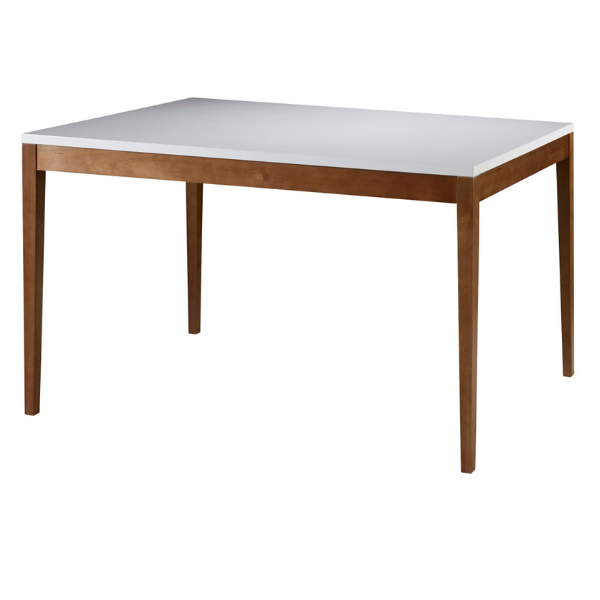 MESA ARTSOLI DUO 1,60X0,90 COM VIDRO CANTO RETO CASTANHO CLARO OFF WHITE COD.: 1196V