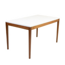 MESA ARTSOLI DUO 1,60X0,90 COM VIDRO CANTO RETO CASTANHO CLARO OFF WHITE COD.: 1196V