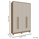 ROUPEIRO RIMO NEW PARANOA 4 PORTAS DE ABRIR COR CARVALHO / OFF WHITE REF.: 47887