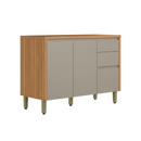 BALCÃO LINEA BRASIL PIA 1,20 MTS ALLURE 2 PORTAS 3 GAVETAS COR: JEQUITIBA/GRIS FOSCO