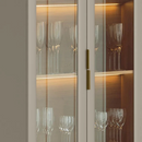 CRISTALEIRA LINEA BRASIL 0,70 MTS ALLURE COM PORTAS VIDRO+LED COR: JEQUITIBA/GRIS FOSCO