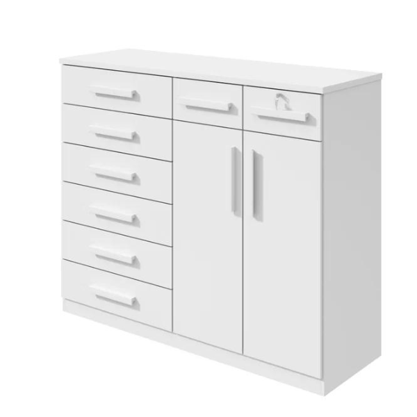 COMODA LOPAS TORONTO 8 GAVETAS + 2 PORTAS BRANCA