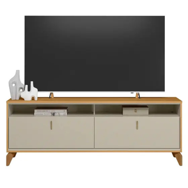 RACK LINEA BRASIL DUBAI MEDIDAS 1,60 X 0,59X 0,38 COR TAUARI/OFF WHITE FOSCO